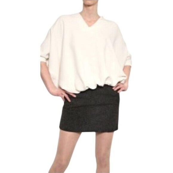 NWT Luxury Designer Jay Ahr White & Taupe Suede Skirt Mini Dress - Picture 12 of 13